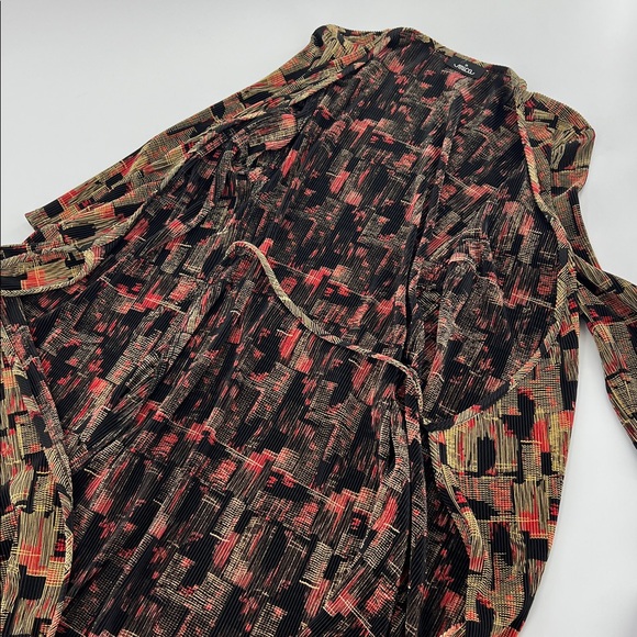 Vintage Mica Multicolor Long Sleeve true Wrap Dress geometric stretch retro - Picture 5 of 8